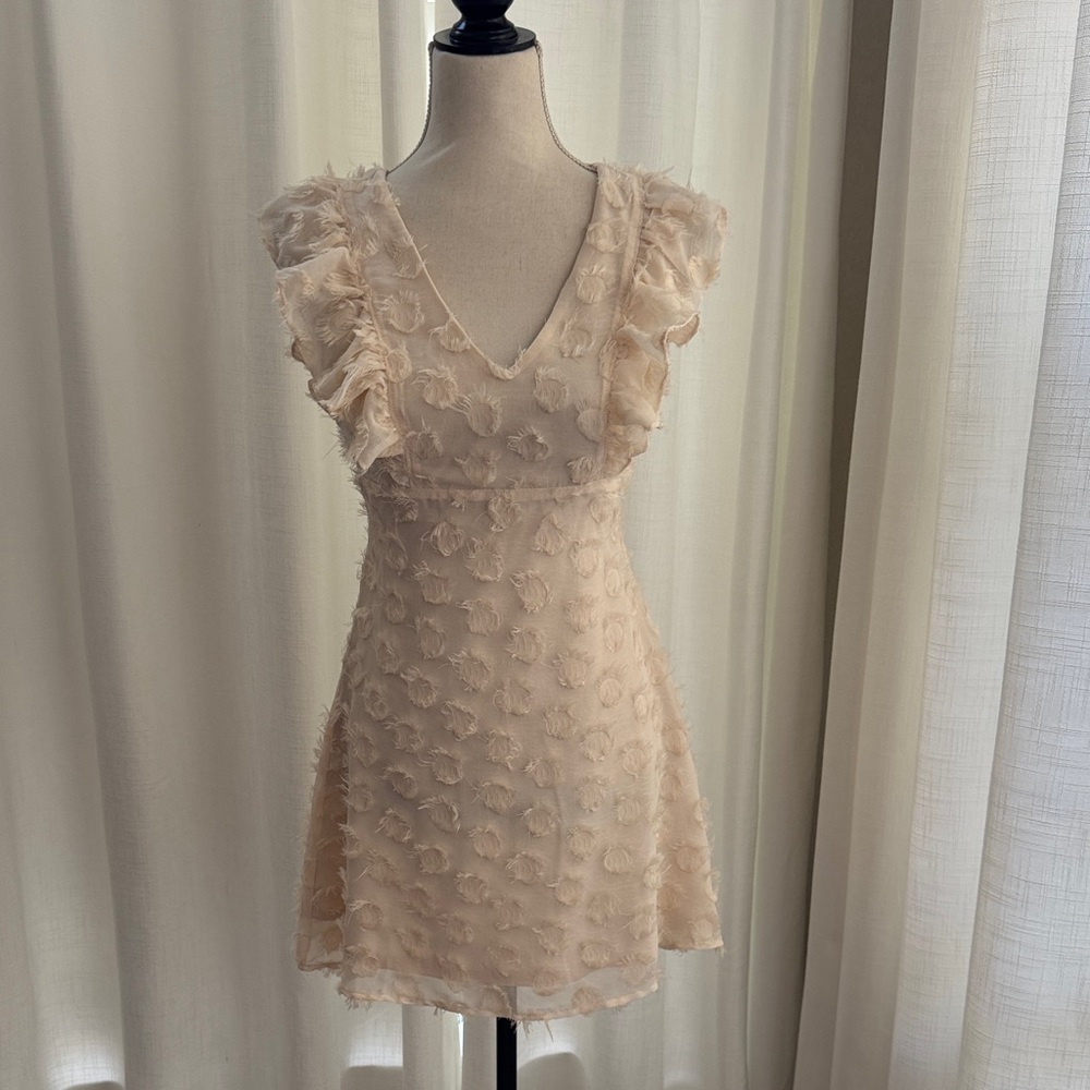 Altar'd State Ivory Textured Mini Dress